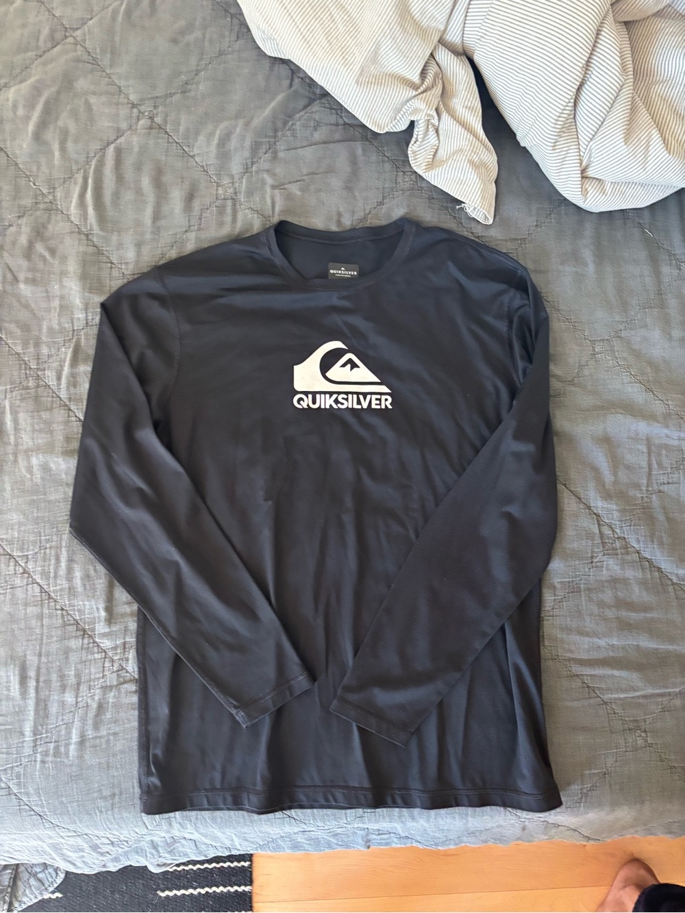 Quiksilver Black Long Sleeve Logo Tee with White Graphic